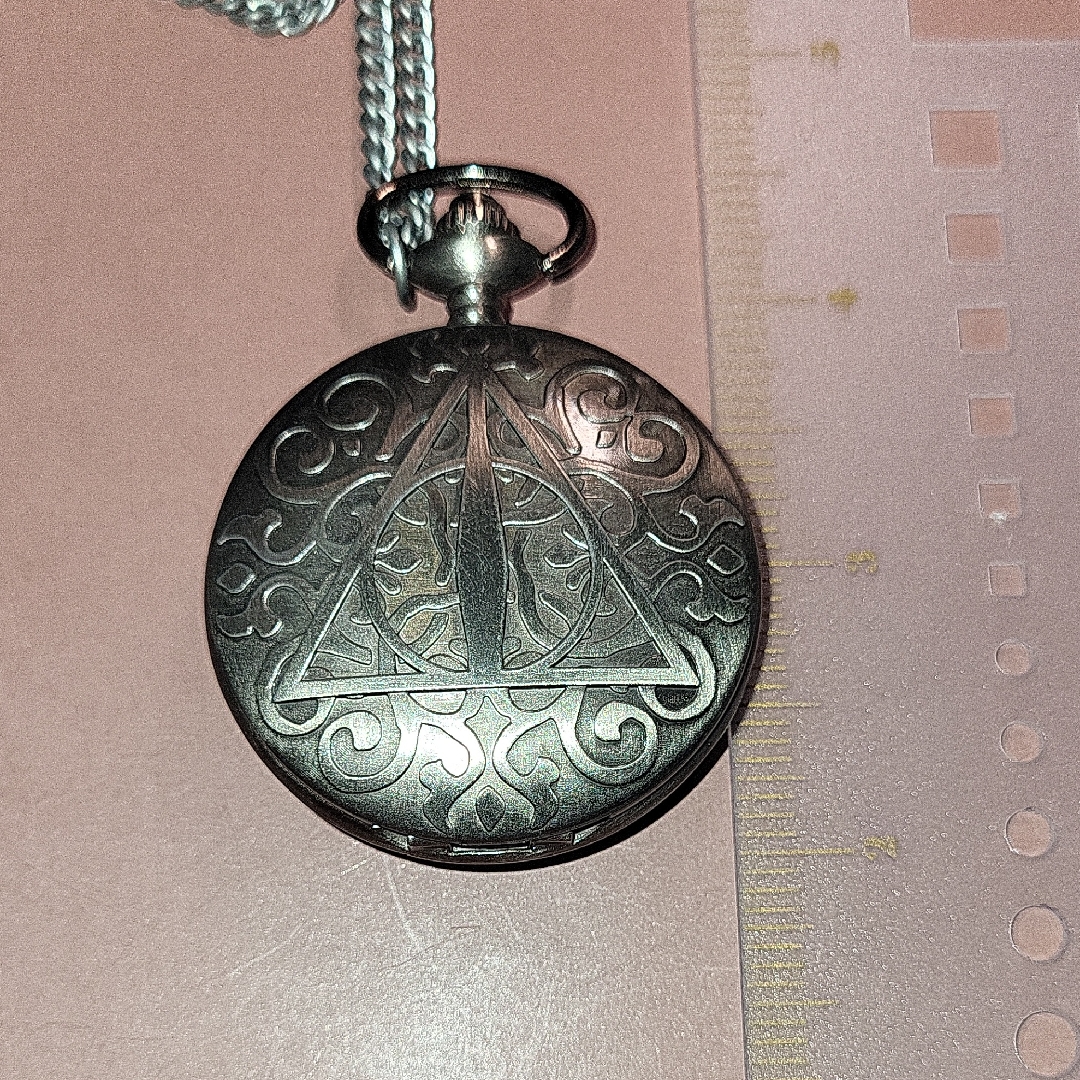 Harry Potter Deathly Hallows Silver Pocket Watch With Intricate Design